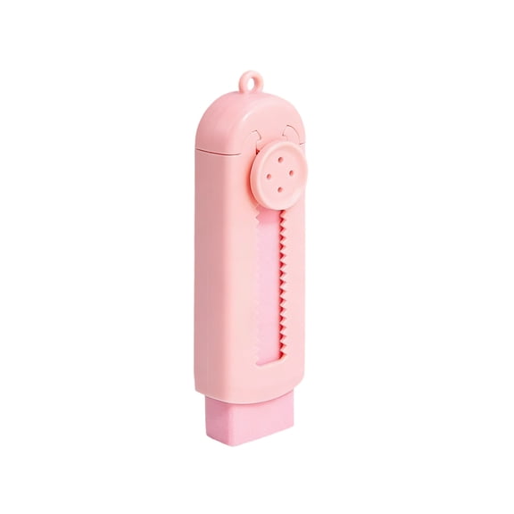 Retractable Slide Erasers, Cute Pencil Erasers Drawing Eraser Aesthetic Erasers Push Pull Eraser Supplies for Office Small in Size Correction Products (Pink)
