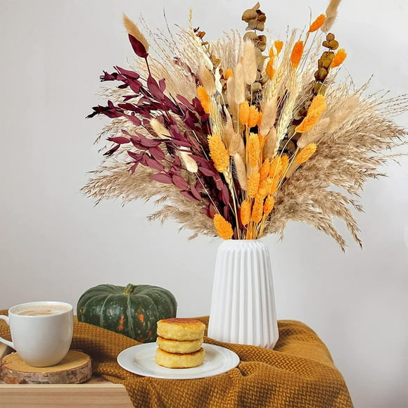 TopLLC Dried Pampas Grass Decor, 95 PCS 17 Inch Pampas Grass, Bunny Tails Dried Flowers, Natural White Pompas For Wedding, Floor Vase Boho Flowers Home Decor on Clearance
