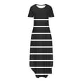 thumbnail image 4 of LOVZFMLL Robes d'Été Décontractées pour Femmes Col Rond Manches Courtes Poches Imprimé Longue Robe Noire P, 4 of 6