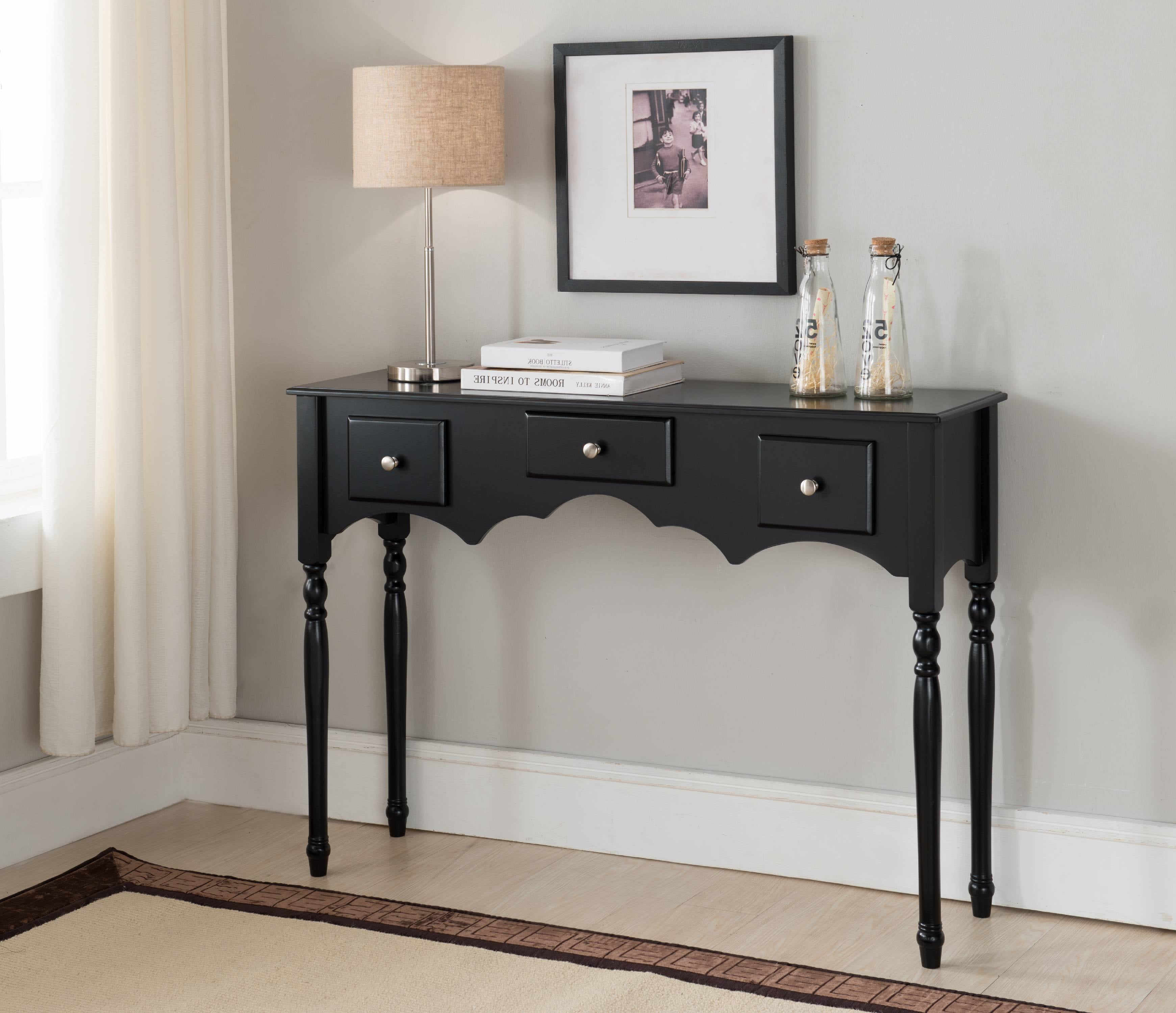 Black Wood Transitional Occasional Entryway Console Sofa Table