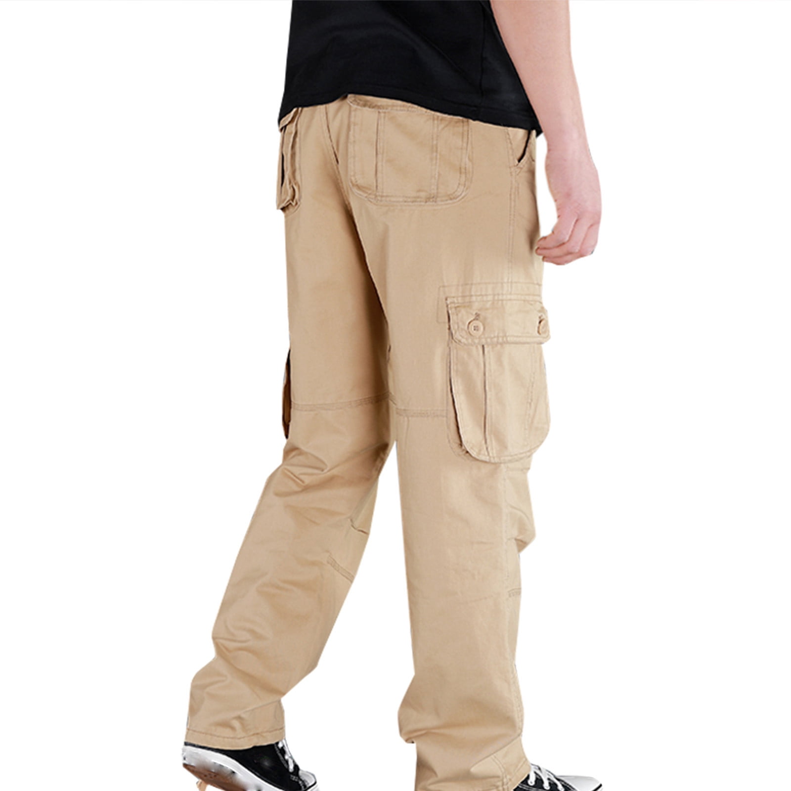 JWD Men's Cotton Linen Elastic Waist Drawstring Trousers
