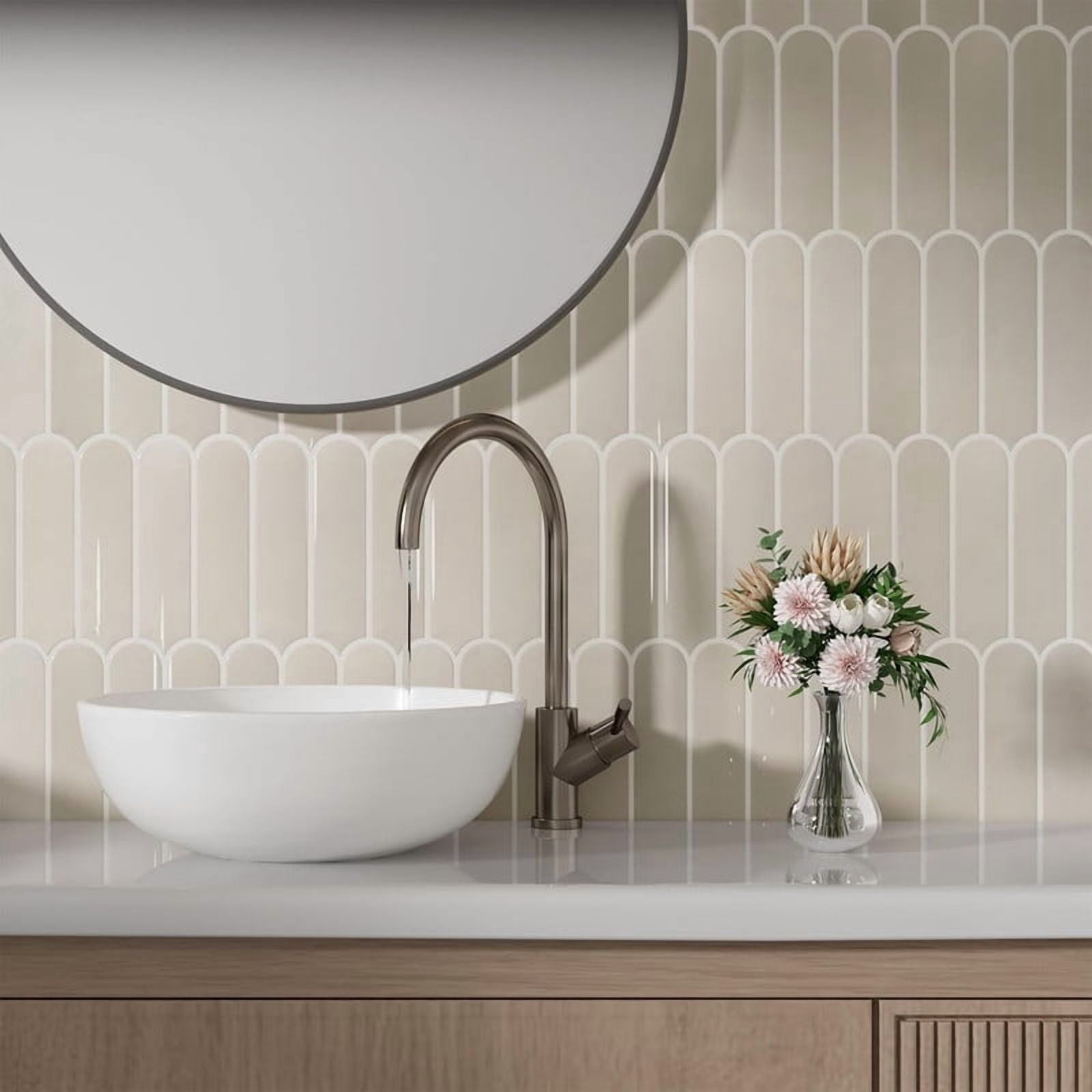 Easy4Home 10Pcs 3D Peel and Stick Backsplash 12"x12" Self-Adhesive Wall Tile for Kitchen Bathroom, Beige