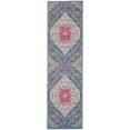 thumbnail image 1 of homeroots home decor 385742 2’ x 6’ Blue and Pink Medallion Runner Rug, 1 of 1