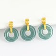 thumbnail image 4 of 18K Gold Oil Green Peace Buckle Glutinous Ice Pendant Necklace, Blue Horizontal Peace Buckle Waxy Ice Pendant Necklace, Blending Tranquility and High-End Style, Very Suitable as a Gift Choice, 4 of 4