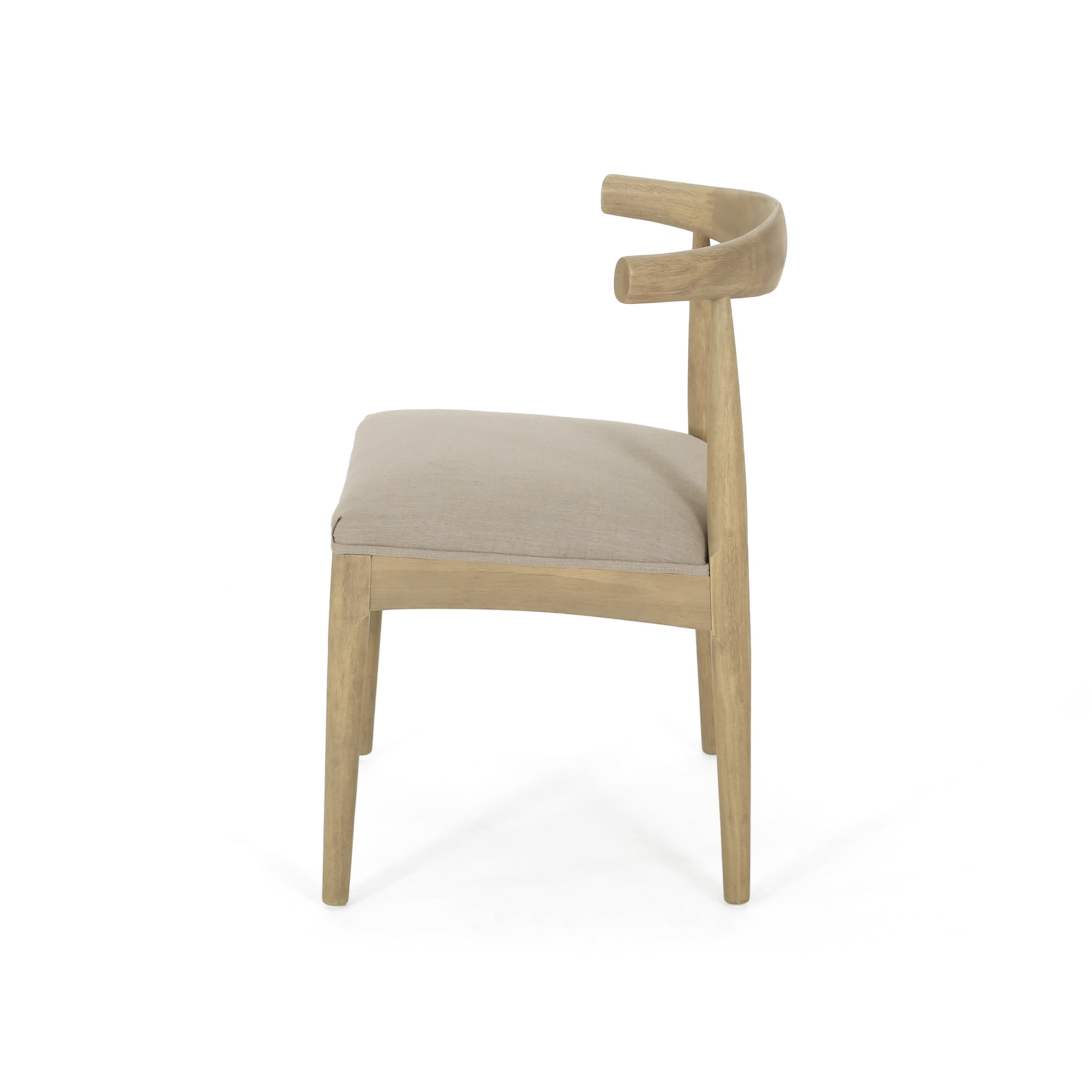 Noble House Cotterell Fabric and Wood Dining Chairs, Set of 2, Pebble Linen and Light Ash