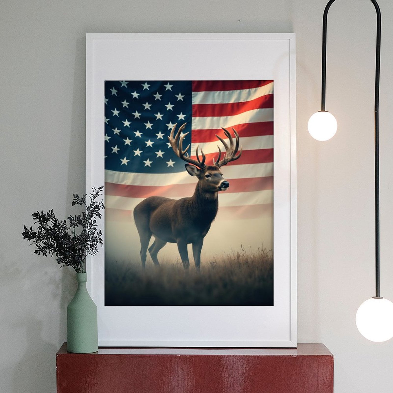 Diamond Art Kits for Adults - 5d Deer Majestic Against Flag Diamond Painting for Adults, Diamond Art for Adults Beginners, Diamond Painting Kits for Adults for Home Wall Decor