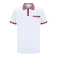 thumbnail image 4 of Fnnxeal Mens Classic White Contrast Trim Polo Shirt, Short Sleeve Business Casual Golf Top with Pocket, Wrinkle Free Performance Polyester, Slim Fit (S-3XL),Size S, 4 of 4