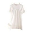 thumbnail image 2 of Abomasnow Womens' Cotton Nightgown Short Sleeve Princess Sleepwear Vintage Victorian Nightshirt Lounge Dress for 2-15 Years, 2 of 3