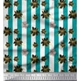 thumbnail image 1 of Soimoi Green Cotton Poplin Fabric Stripe & Clematis Floral Print Fabric by the Yard 56 Inch Wide, 1 of 3