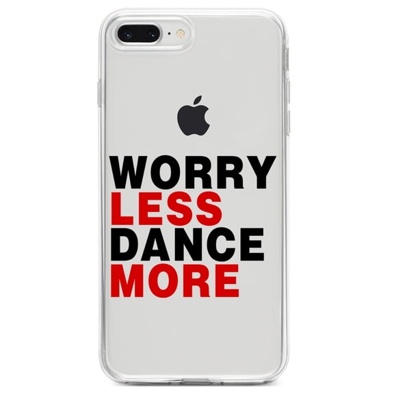 DistinctInk Clear Shockproof Hybrid Case for iPhone 7 PLUS / 8 PLUS (5.5" Screen) TPU Bumper Acrylic Back Tempered Glass Screen Protector - Worry Less, Dance More