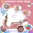 thumbnail image 3 of Funcid 12V Ride on Toys for Toddlers, 2 Seater 3 Wheeler Kids Motorcycle with Storage Compartments, 2WD Electric Car for Kids w/ Stable Structure, Cute Design, Music, LED Lights, Pink, 3 of 8
