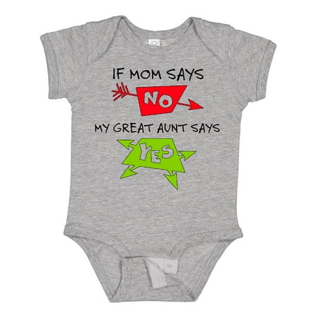 

Inktastic If Mom Says No My Great Aunt Says Yes Gift Baby Boy or Baby Girl Bodysuit