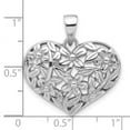 thumbnail image 2 of 925 Sterling Silver Rhodium Plated Polished Flower Love Heart Pendant Necklace 27.55x26mm Wide Pendant for Women, 2 of 2