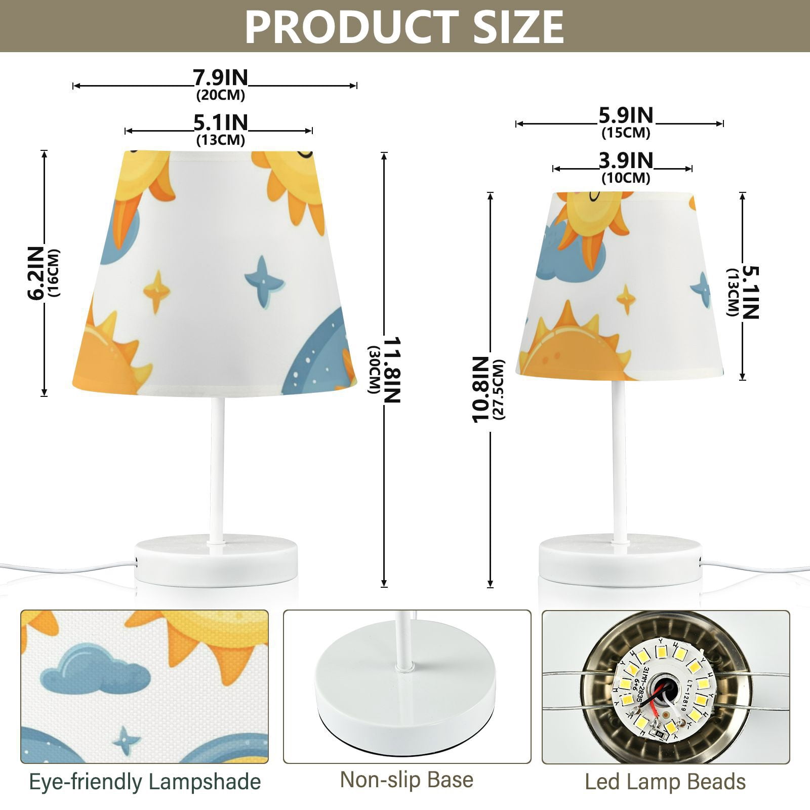 Sun Clouds Stars LED Desk Lamp Table Lamp USB Bedside Nightstand Small Lamp for Bedroom Living Room Kids Room
