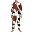 thumbnail image 4 of Bingfone Men'S Pajama Set 2 Piece Loungewear Pjs, Long Sleeve With Pajama Pants-Brown Black Cow, 4 of 9