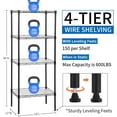 thumbnail image 2 of XF XINFENG 4 Tier Wire Shelving 600 lbs Capacity Metal Shelf NSF Adjustable Storage Rack Organizer for Garage, Pantry, Kitchen(Black, 44" H x 18" W x 12" D), 2 of 7