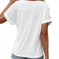 thumbnail image 3 of Camiseta con Bordado de Ojales para Mujer, Blusa Informal de Verano con Cuello en V, Blusa Holgada A , Color , Talla S, 3 of 8