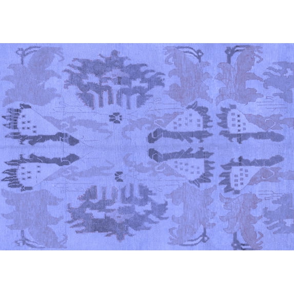 Ahgly Company Machine Washable Indoor Rectangle Oriental Blue Modern Area Rugs, 2' x 3'