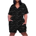 thumbnail image 2 of Styesk Shorts pour Femmes Combinaison Décontractée à Manches Courtes Surdimensionnée avec Fermeture Éclair, 2 of 5
