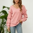 thumbnail image 2 of gakvbuo Fall Women'S Casual Sexy Fashion Long Sleeve V-Neck Ruffle Lantern Sleeve Pullover Top Shirt Blouse, 2 of 7