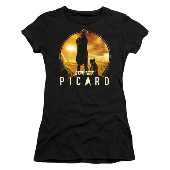 Star Trek Picard A Man And His Dog Junior Women's Sheer T-Shirt Black