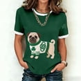 thumbnail image 2 of Tops For Women T-Shirts Cute Animal Dog Graphic Color Block Short Sleeve Dressy Casual Clothes Black, 2 of 5