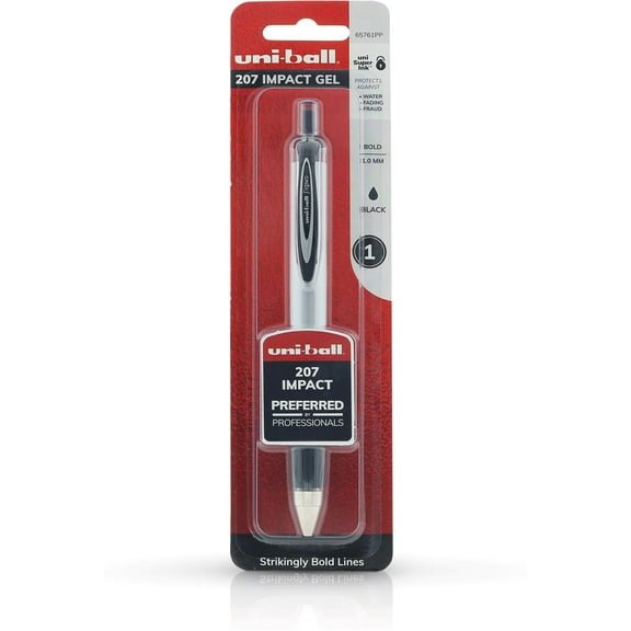 Uni-ball 207 Impact Retractable Gel Pen, Bold Point, Black 1 ea