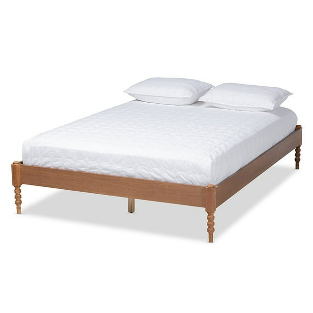 Baxton Studio Cielle Mid-Century Plate-Forme en Bois Lit Grand en Frêne et Noyer