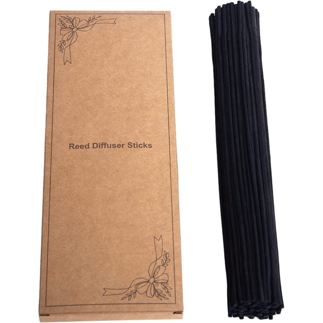 LWH-US 100 PCS Reed Diffuser Sticks,10 Inch Natural Rattan Wood Sticks,Essential Oil Aroma Diffuser Replacements Sticks for Aroma Fragrance (Black)