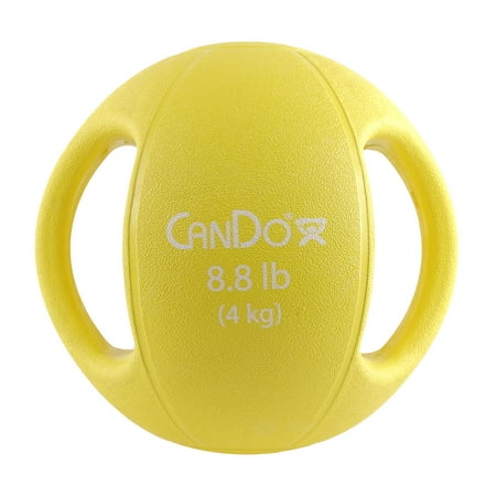 CanDo Molded Dual-Handle Medicine Ball for Strength Training, Core Workouts, Warmups, Cardio, and Plyometrics with Handles for Home and Clinic Use