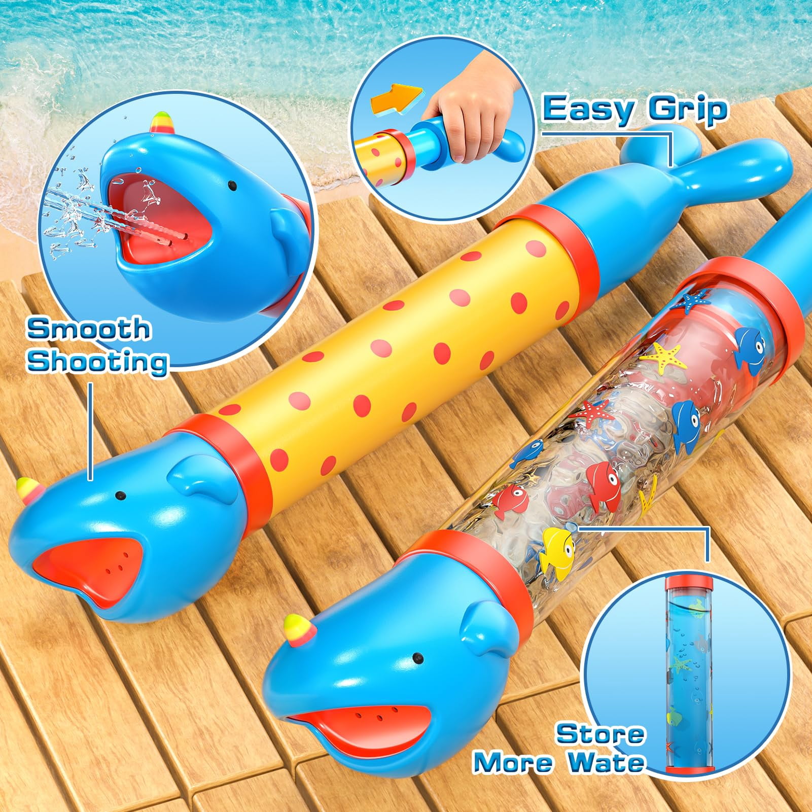 Animal Shape Water Blasters 4 Pack Summer Outdoor Pool Beach Play Toys