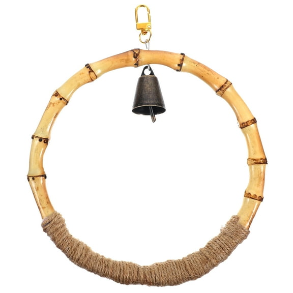 FUEENIRVA Bird Swing in Khaki - Chew-Resistant Perch Toy for Parrots and Parakeets, 11.8 x 6.3 Inches