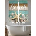 thumbnail image 5 of Ocean Beach Sheer Curtains for Living Room Bedroom, Starfish Shell Coral Teal Brown Ombre Wood Grain Light Filtering Sheer Curtains, Rod Pocket Voile Window Drapes, 2 Panels Set 52"x 63", 5 of 7