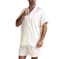 thumbnail image 1 of SAYOO Men Summer Pajamas Set, Solid Color Short Sleeve Button Top+Short Pants Sleepwear Suit, 1 of 4