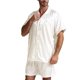 thumbnail image 2 of SAYOO Traje de pijama para hombres, chaqueta de boton de manga corta de color solido + pantalones cortos SAYOO  moda, 2 of 5