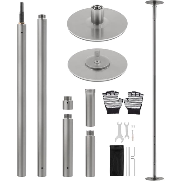 REKHHY V Dance Pole Portable Dancing Pole Height Adjustable 6.9ft-9ft Static Spinning Pole for Apartment, Silver/Argent