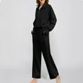 thumbnail image 2 of Women Two Piece Tracksuits Women's 2 Piece Outfits Loungewear Set Oversized Half Zip Sweatshirt Wide Leg Sweatpant Set Sweatsuit Tracksuit S-185 Black XL, 2 of 6