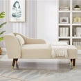 thumbnail image 5 of Aukfa 58" Velvet Chaise Lounge Indoor Upholstered Sofa w/ Pillow for Living Room Bedroom, Beige, 5 of 9