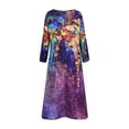 thumbnail image 3 of Gvmfive Women's Double Layer Hem Long Sleeve Floral Print V-Neck Buttons Casual Midi Dress, 3 of 4