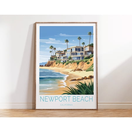 POSTER Newport Beach Coastal California Travel Poster, California Coastal Wall Art, Newport Beach Orange County Travel Wall Art-UNFRAMED