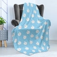 thumbnail image 4 of Blue and White Soft Flannel Fleece Throw Blanket, Boys and Girls Pattern with Polka Dots and Smiling Happy Clouds, Cozy Plush for Indoor and Outdoor Use, 50" x 60", Pale Blue and White, by Ambesonne, 4 of 5