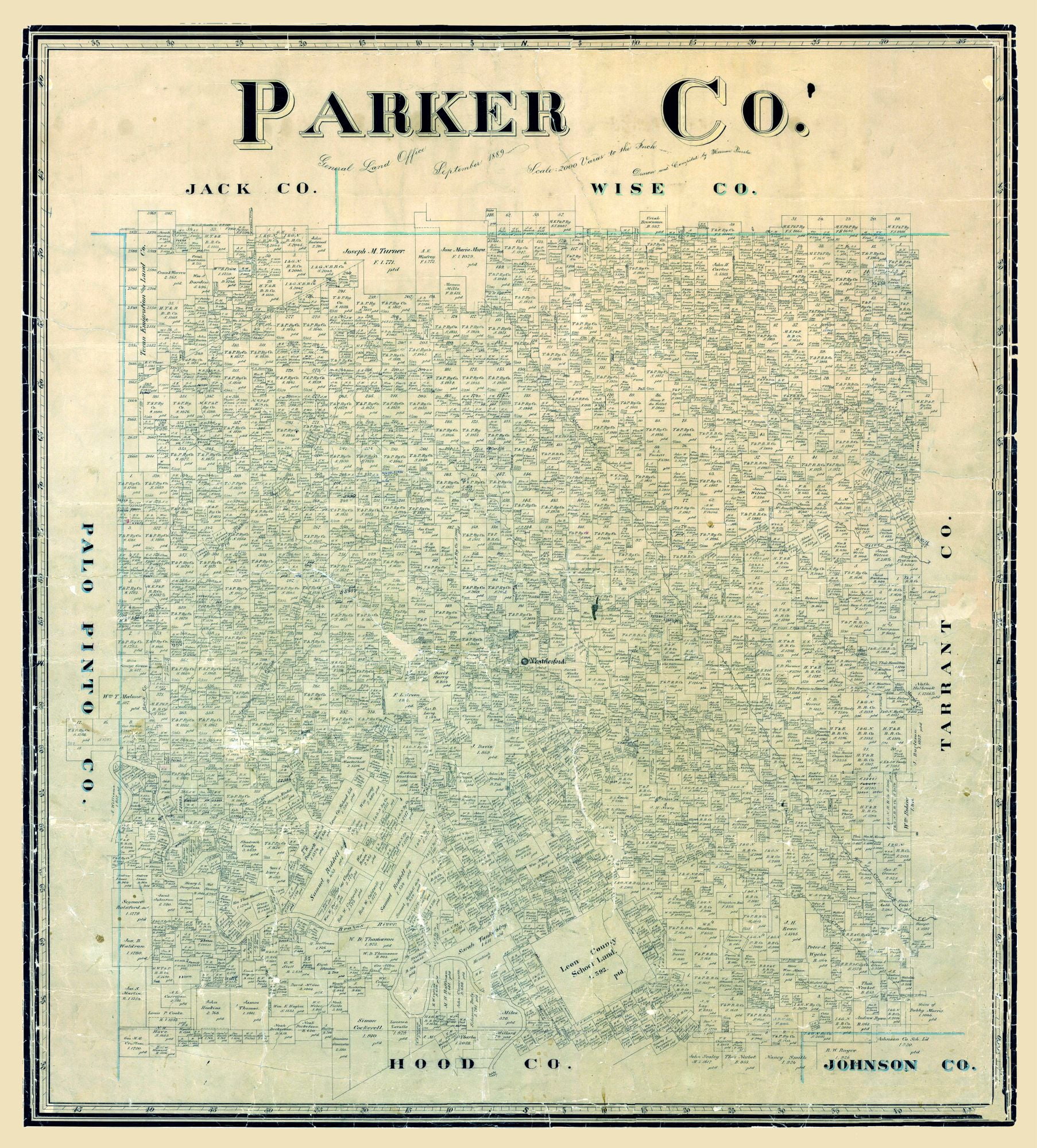 Parker County Texas 1889 23 X 2548