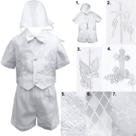 

New Infant Toddler Boys Christening Baptism Vest Set Outfits White from Baby- 4T