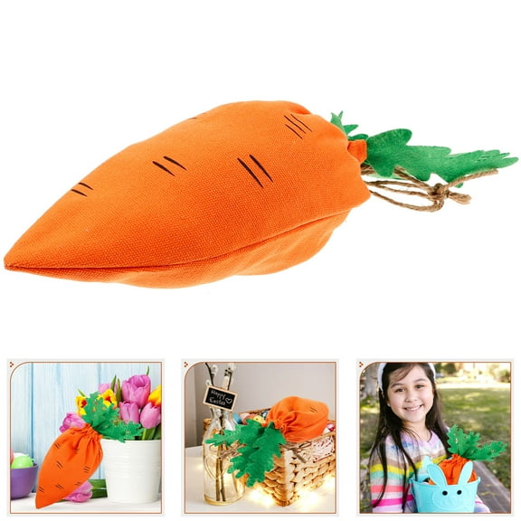 HONITANO 1Set Orange Carrot Shaped Snack Bags Cloth Material For Children Easter Style Candy Pouch