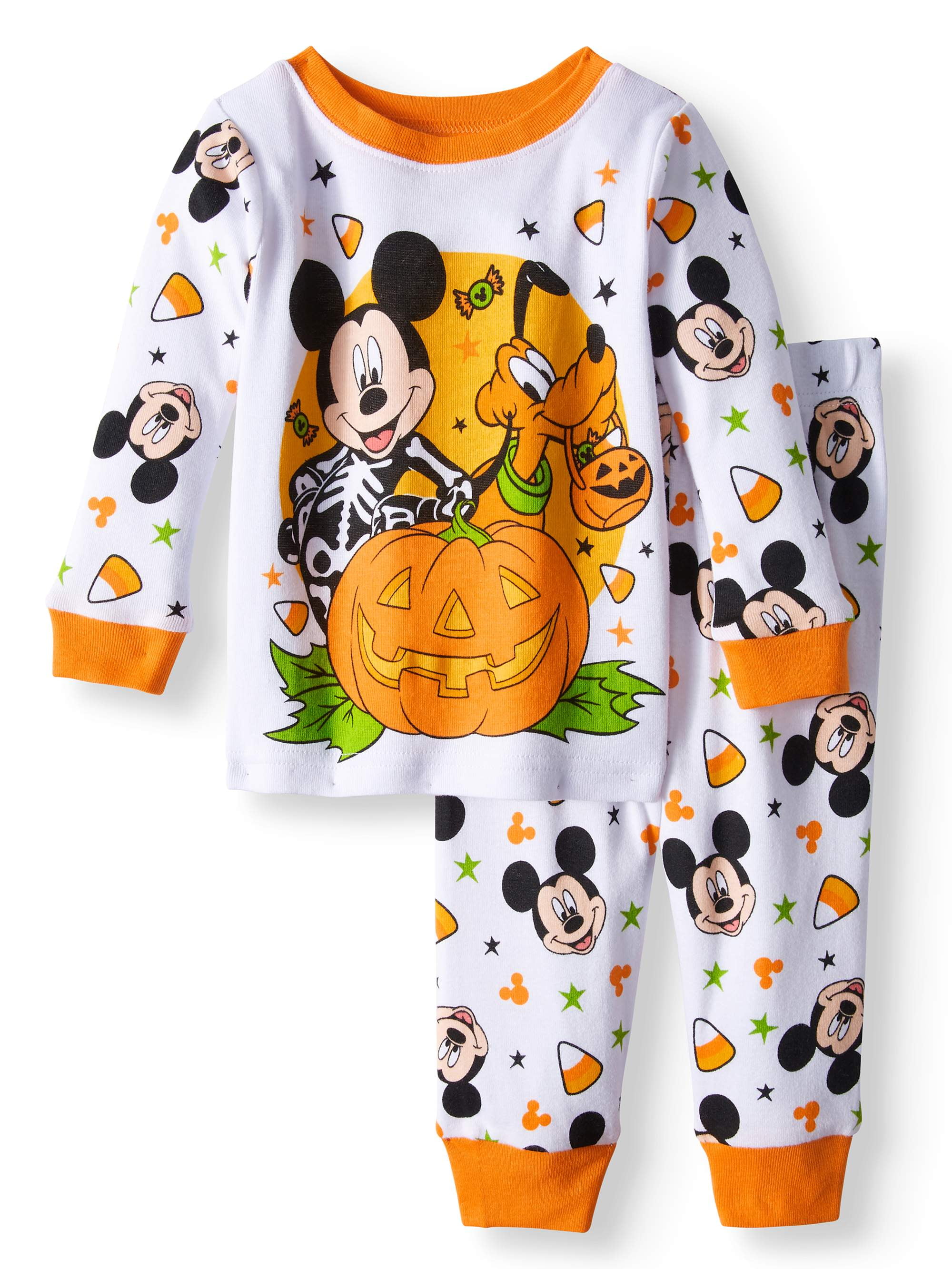 NWT Mickey Mouse Boy's Halloween Pajamas PJs Glow Dark Pants Shirt 2T 3T 4T 5T 