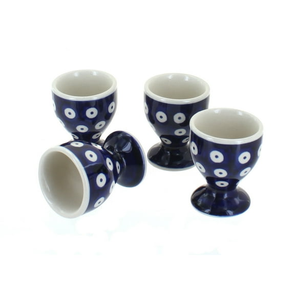 Blue Rose Polish Pottery Dots Egg Cup Set