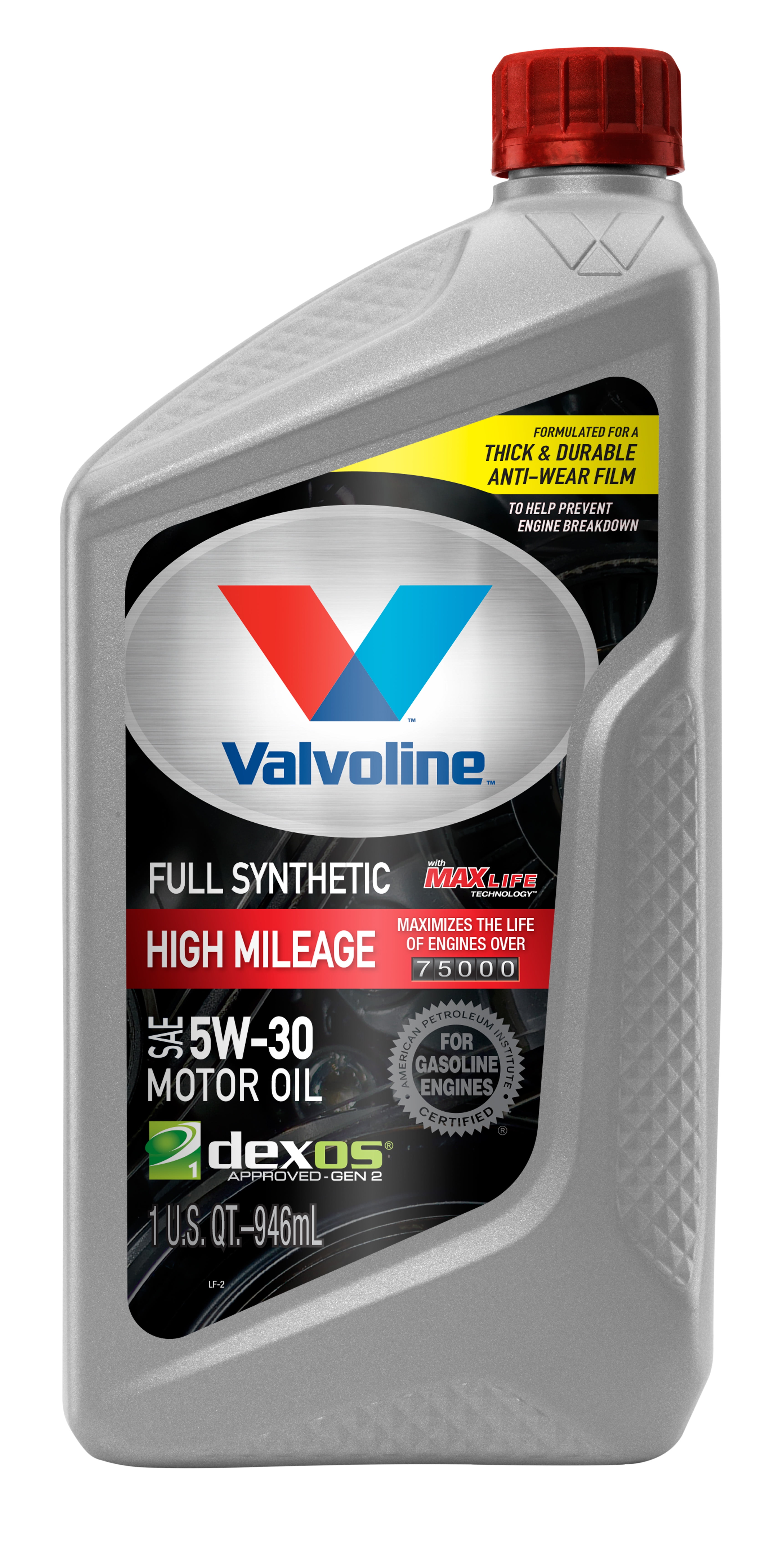 Valvoline Full Synthetic High Mileage with MaxLife Technology SAE 5W30 Motor Oil, 1 Quart