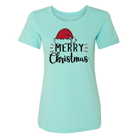 Merry Christmas Hat Womens crewneck tee