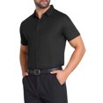 thumbnail image 4 of CAMISAS DE NEGOCIO DE MANGA CORTA DE COLOR SÓLIDO PARA HOMBRES CON CUELLO PUNTA Y BOTONES XL NEGRO BRILLANTE, 4 of 5