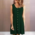 thumbnail image 2 of ShomPort Eyelet Sleeveless Dress for Women Summer Round Neck Button Elastic Waist Dress Casual Knee Length Sundresses, 2 of 8